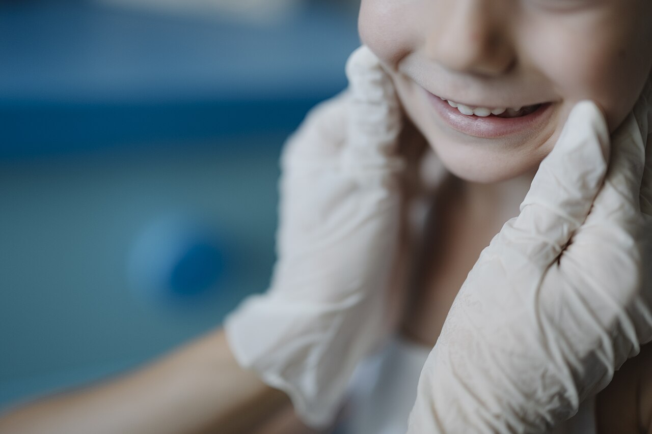 Child receiving a dental checkup